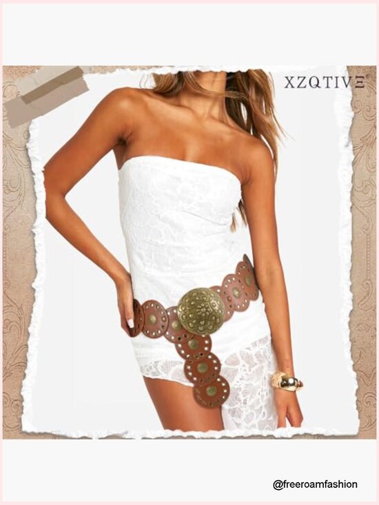 Women\'s Elasticized Cowgirl Concho Disc Belt Adjustable Waist main image 4
